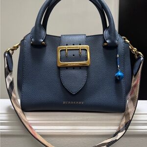 Burberry Blue Satchel with Gold Buckle